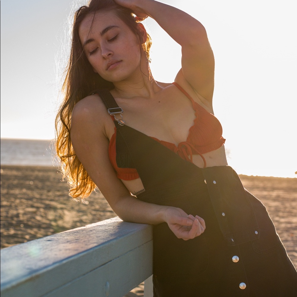 Black Short Button-up Dungaree